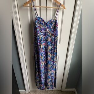 Pins and Needles Womens Maxi Dress Blue Floral Sleeveless Smocked Size Medium